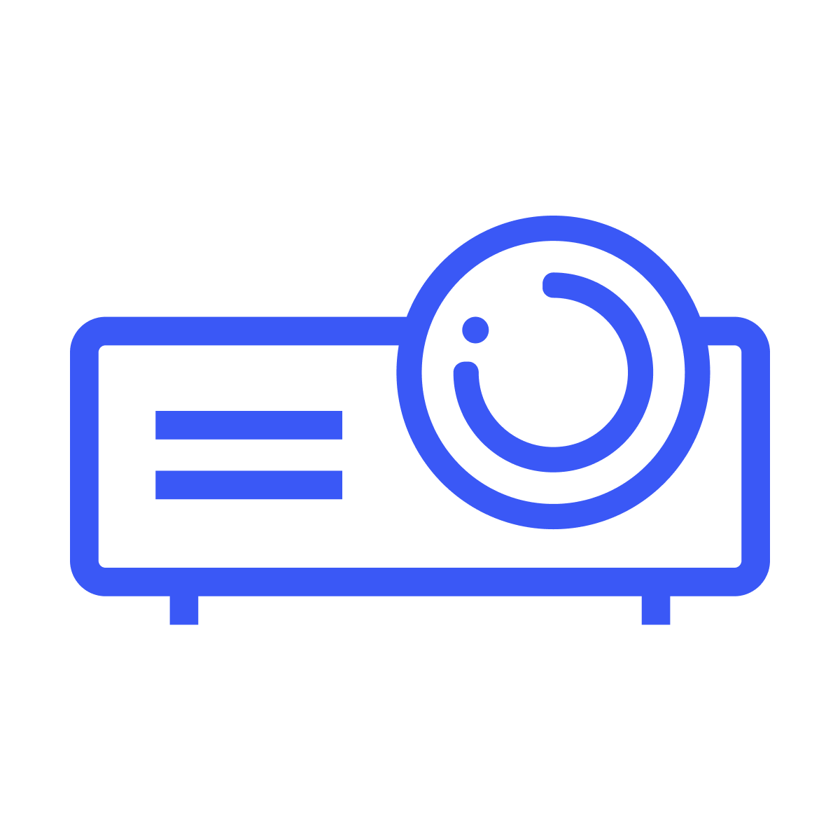 simple outline projector icon for screen display and presentation in minimalist line art style for apps