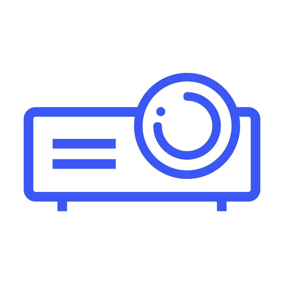 simple outline projector icon for screen display and presentation in minimalist line art style for apps