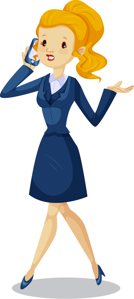 nice businesswoman doing different actions while talking on the phone and gesturing