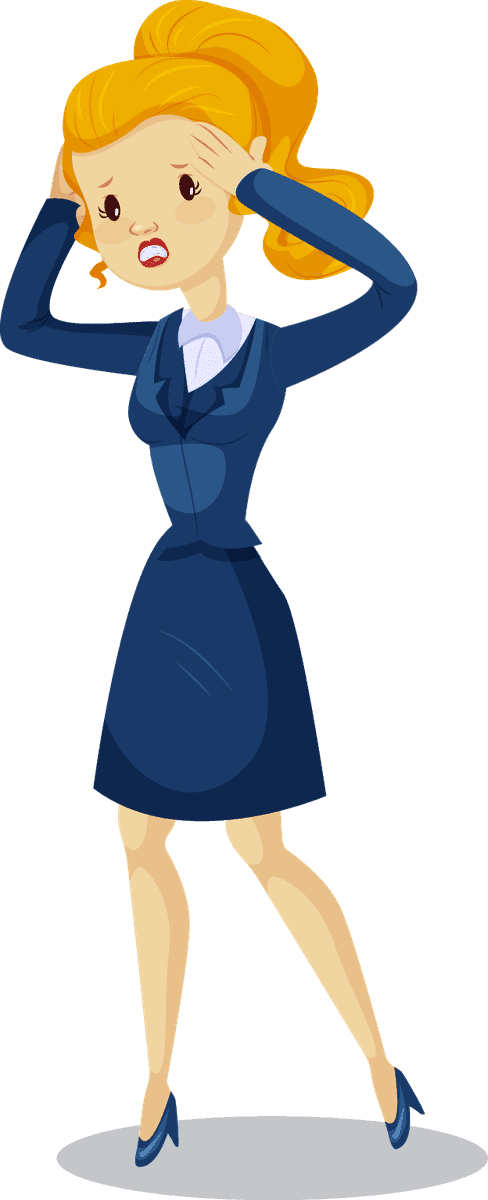 nice businesswoman doing different actions in a stylish blue suit for stress relief