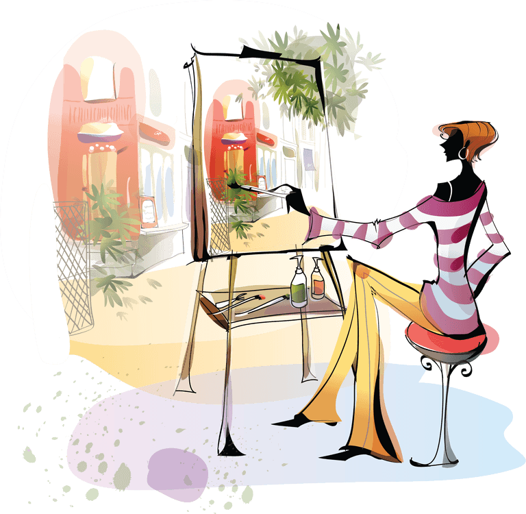 nice girls graphic graphic capturing creative spirit in art studio with vibrant colors