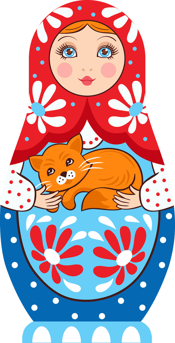 nine colorful nesting dolls showcasing floral patterns and playful kittens for charming decor