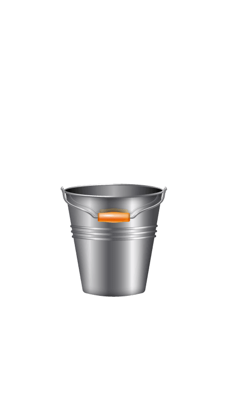 nine isolated realistic buckets icon set plastic metallic different needs illustration