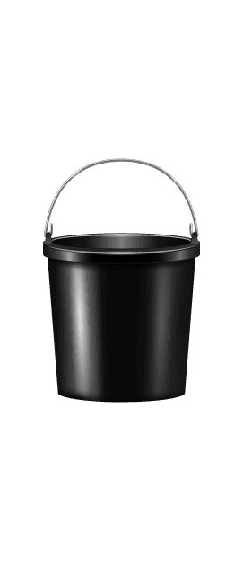 nine isolated realistic buckets icon set plastic metallic different needs illustration