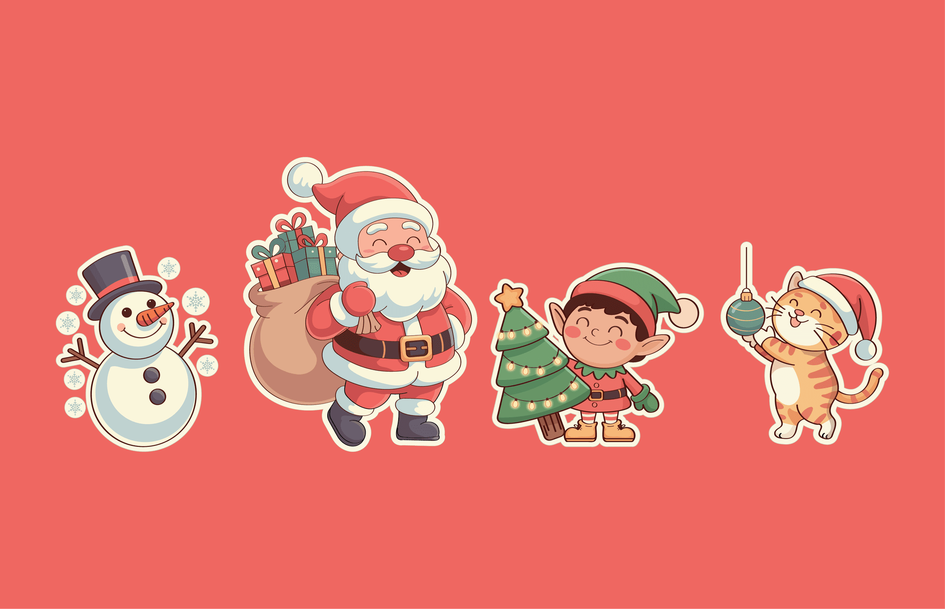 Vintage Christmas Blessings – Festive Sticker Design Set (image 1)