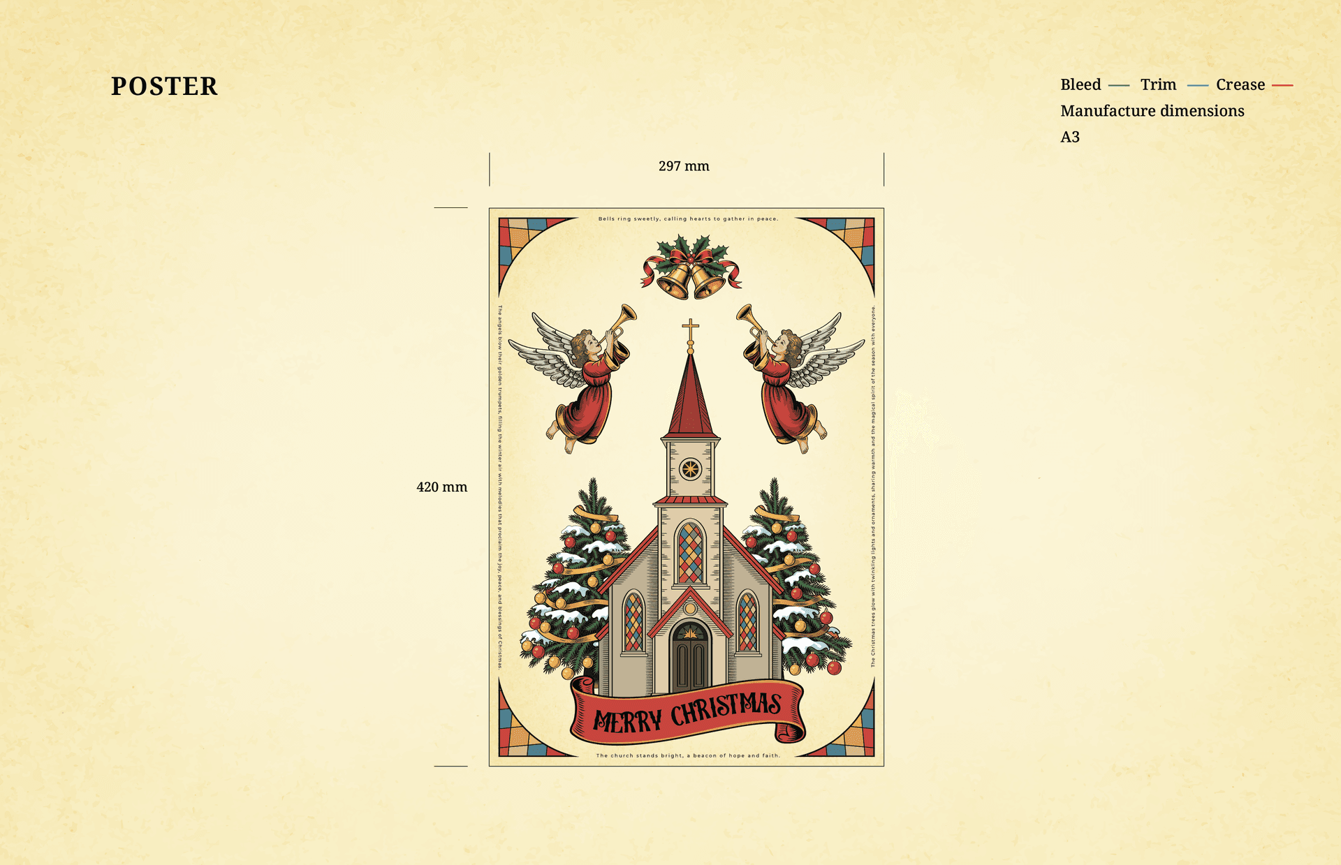 Vintage Christmas Blessings – Nostalgic Holiday Poster Design (image 1)