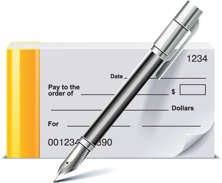 novo icon series money representation with check and pen for financial transactions