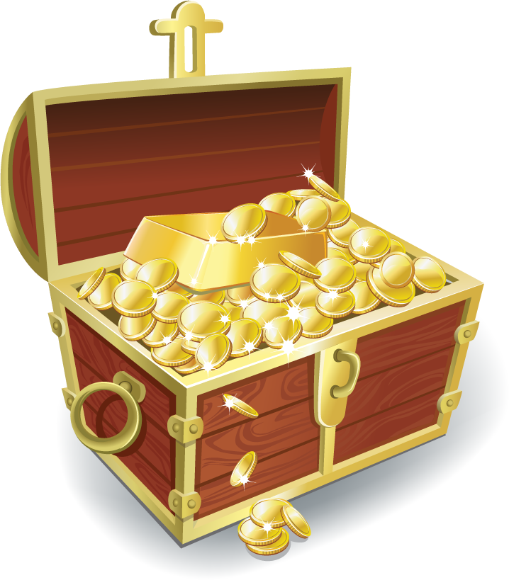 novo icon series money treasure chest overflowing with gold coins and riches