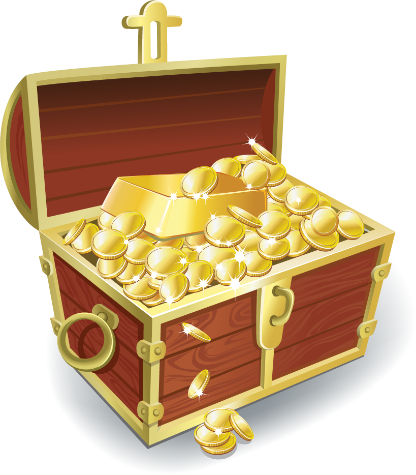 novo icon series money treasure chest overflowing with shiny gold coins and wealth