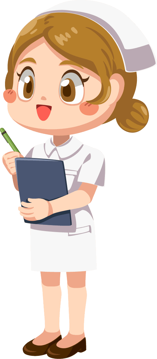 nurse set happy woman nurse uniform with different acting cartoon character