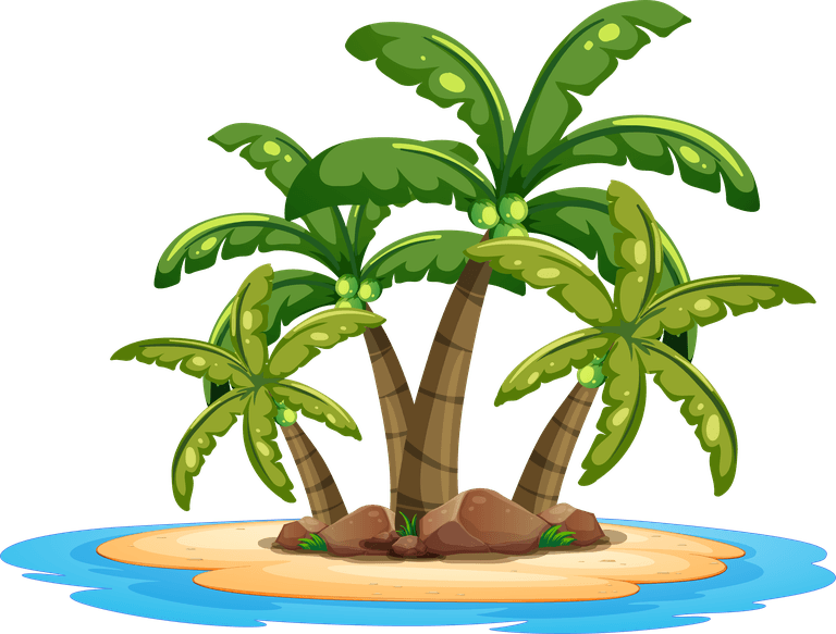 oasis set island nature scene with palm trees and tranquil water features