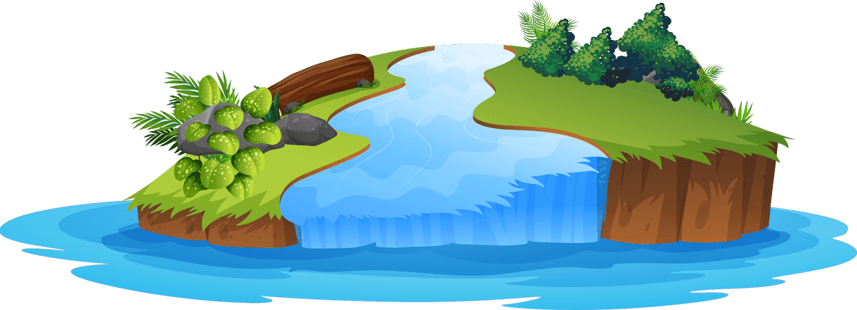 oasis set island nature scene with flowing water and lush greenery