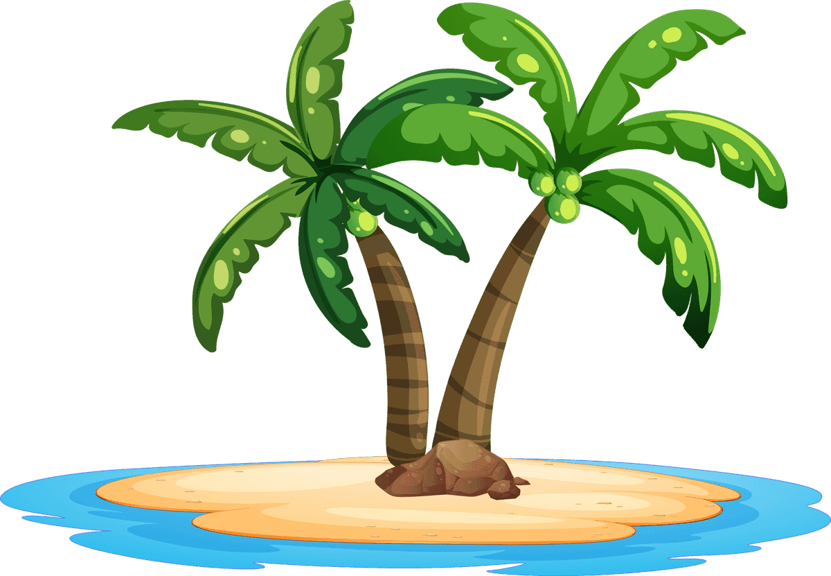 oasis set island nature with palm trees for tropical relaxation or travel themes