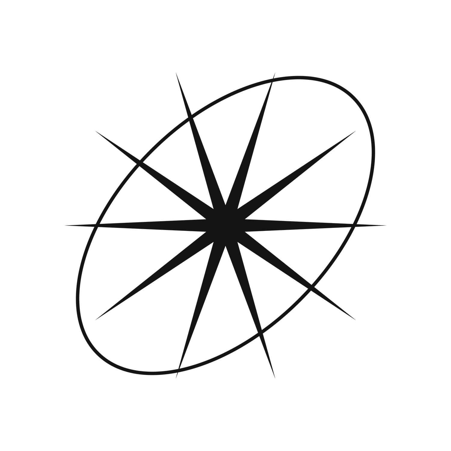 minimalist black compass rose element with eight points for wayfinding