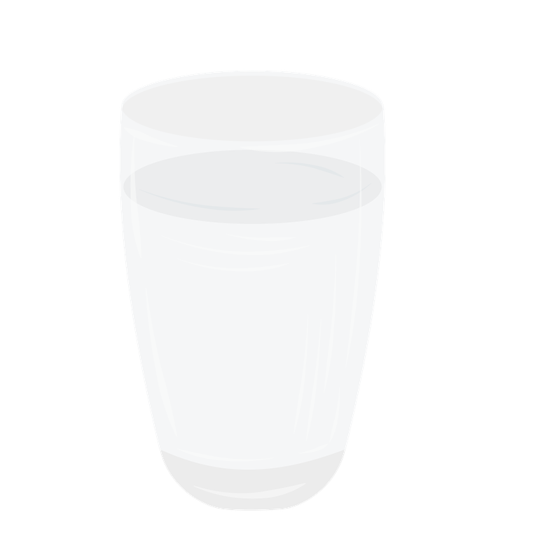 various colorful cute object illustration featuring a clear glass filled with refreshing water