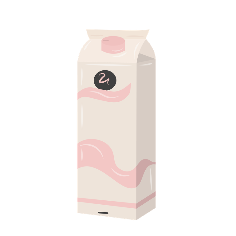 various colorful cute object illustration of a milk carton with playful features
