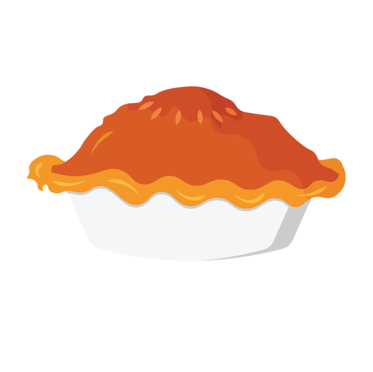 various colorful cute object illustration of a delicious homemade pie topped with tasty filling