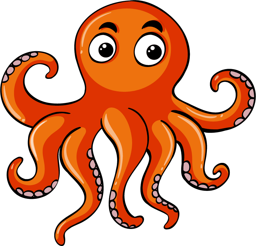 octopus funny cartoon octopus character pose illustration
