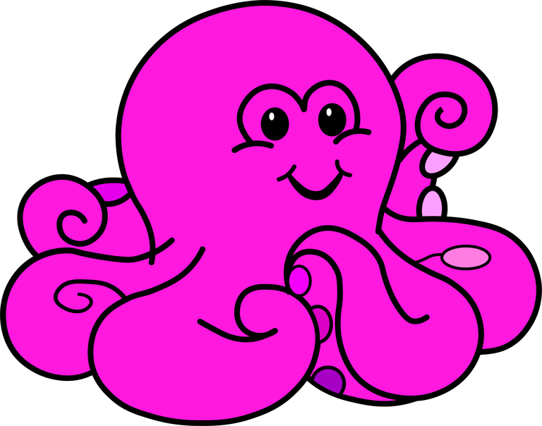 octopus pink cartoon cute funny vector