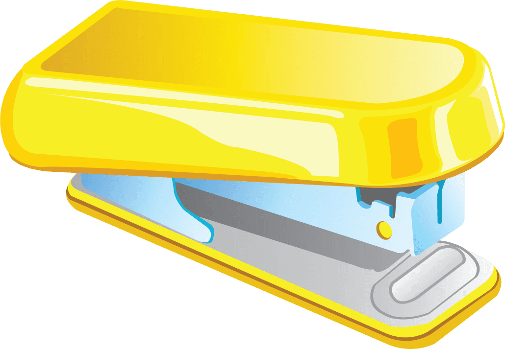 office accessories illustration vector featuring a bright yellow stapler for vibrant workspace organization