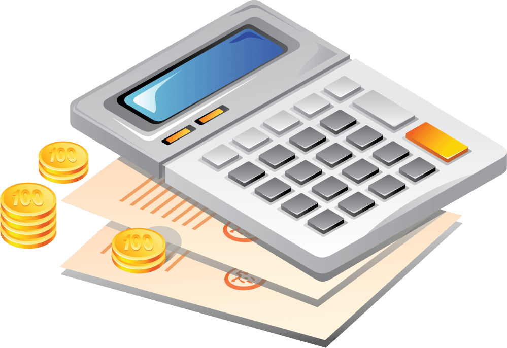 office accessories illustration vector featuring a calculator and financial documents for efficient tasks