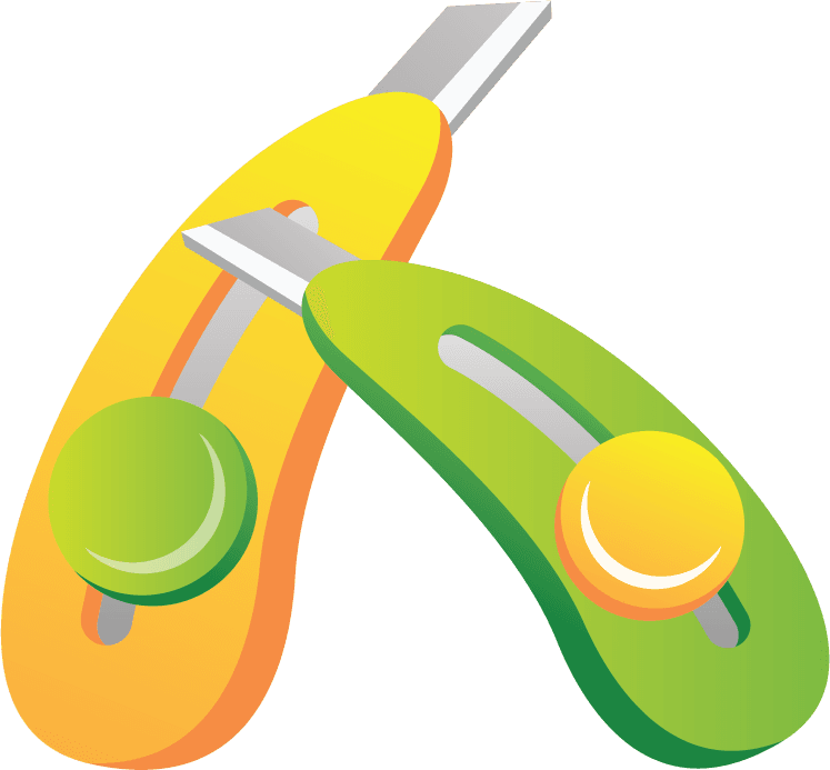 office accessories illustration vector featuring colorful cutting tools for creative tasks