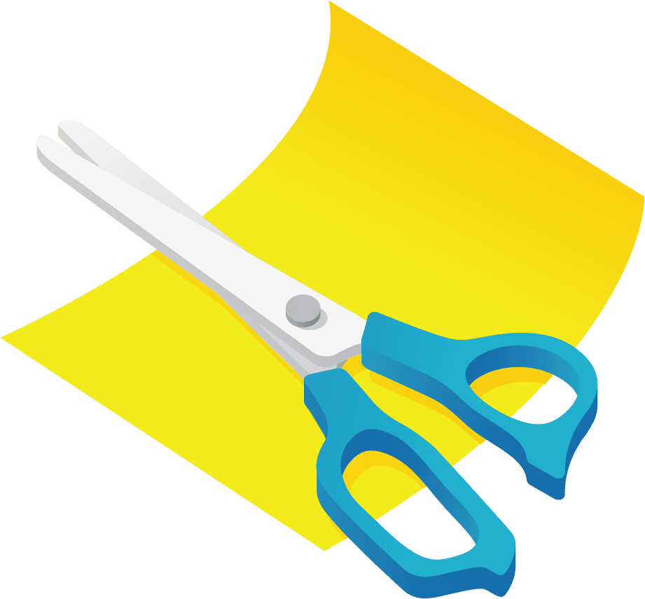 office accessories illustration vector featuring scissors and sticky notes for creative tasks