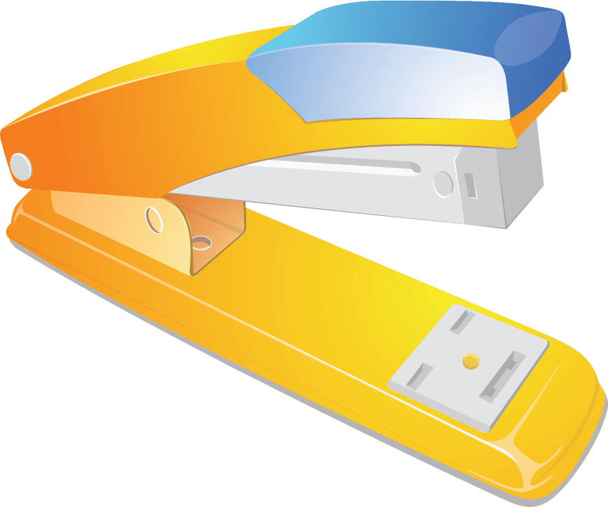 office accessories illustration vector featuring a colorful stapler for efficient paperwork management