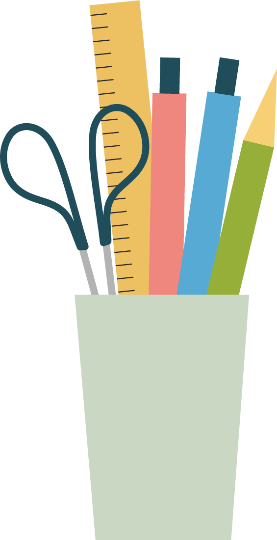 office essentials flat elements set for productivity and organization in modern workspaces