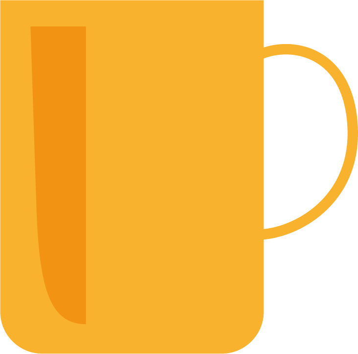 office essentials flat elements set featuring a stylish yellow coffee mug for daily use