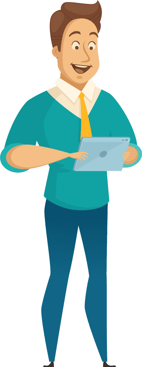 office worker male poses with tablet showcasing modern and professional engagement for business settings