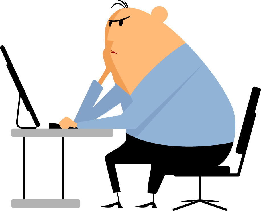 office workers cartoon design featuring a thoughtful employee at a desk
