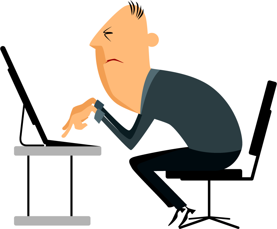 office workers cartoon design showcasing a frustrated employee during work in a humorous style