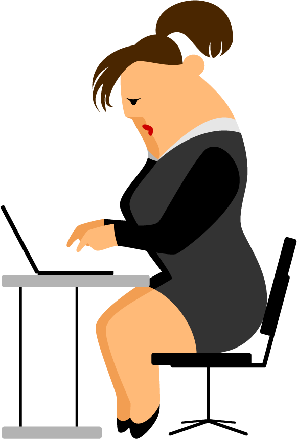 office workers cartoon design featuring a focused woman at her desk in modern style