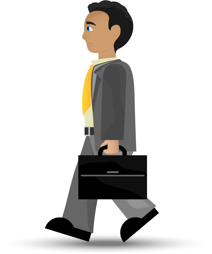 office workers set vectors featuring a professional man walking with a briefcase for business concepts