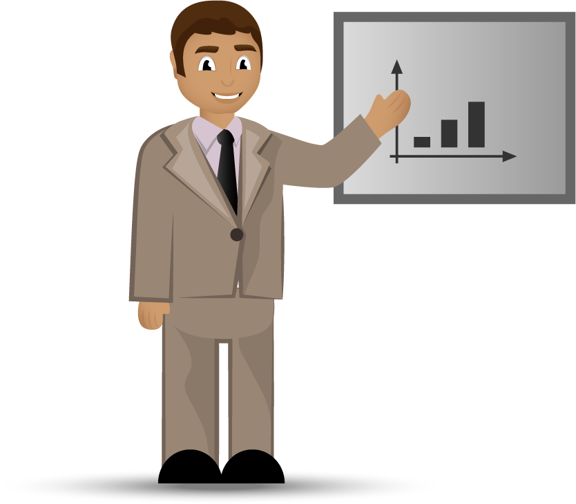 office workers set vectors featuring a professional presenter with a chart for meetings and reports