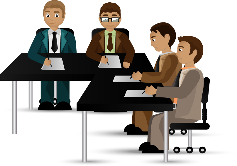 office workers set vectors for effective teamwork in modern meeting spaces