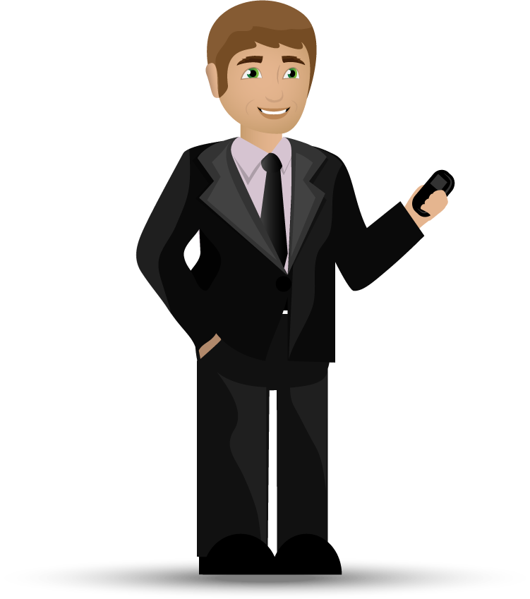 office workers set vectors featuring a professional man in a suit holding a device
