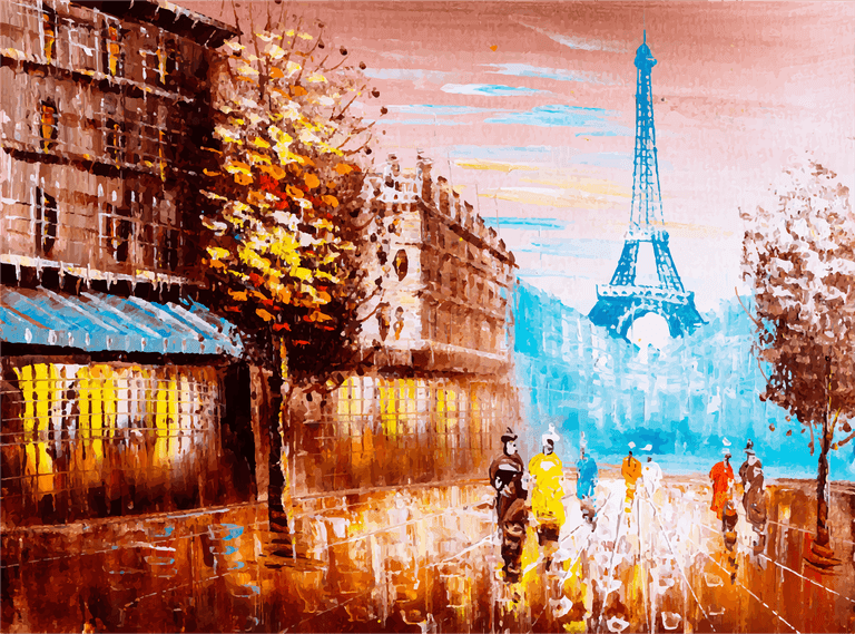 oil painting street view paris