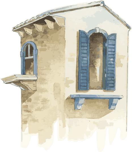 old european architecture collection watercolor style