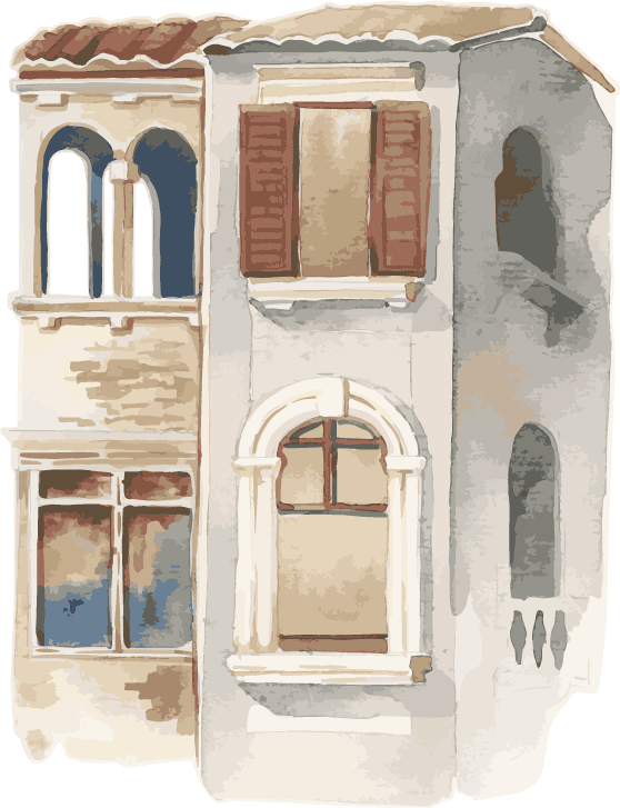 old european architecture collection watercolor style