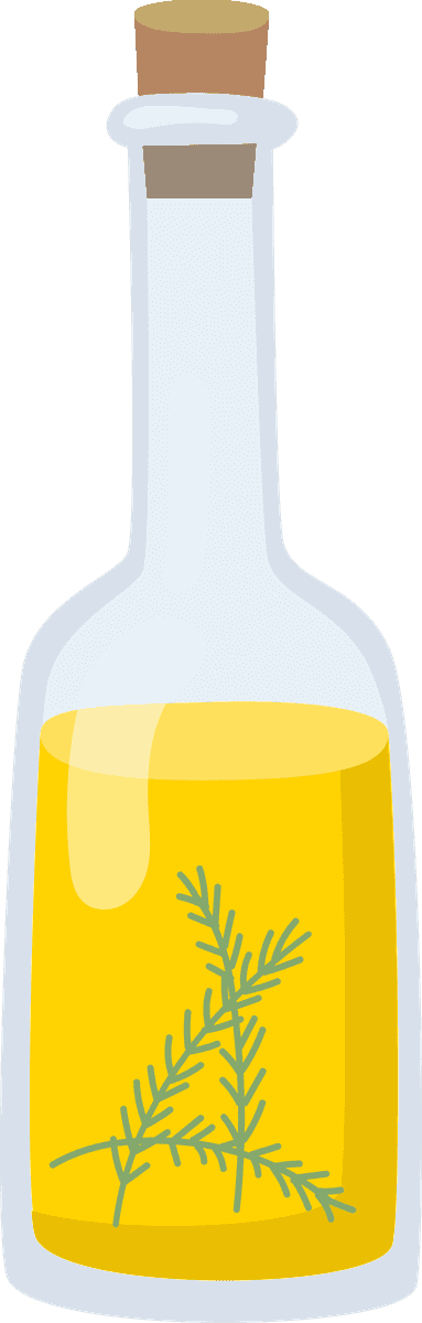 olive and olive product illustration showcasing a colorful bottle with herbs for culinary use