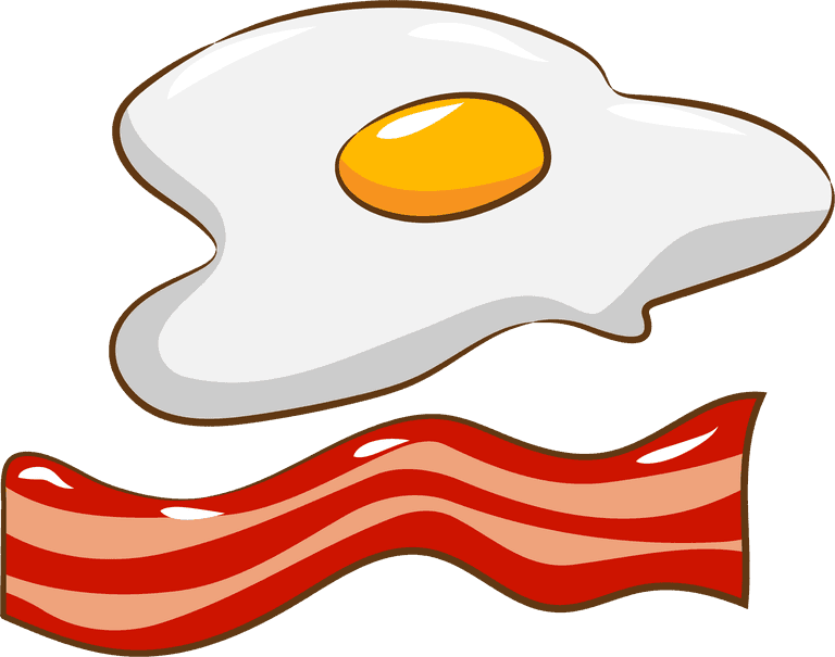 omelet and bacon cartoon colorful bacon and egg breakfast set isolated on white background