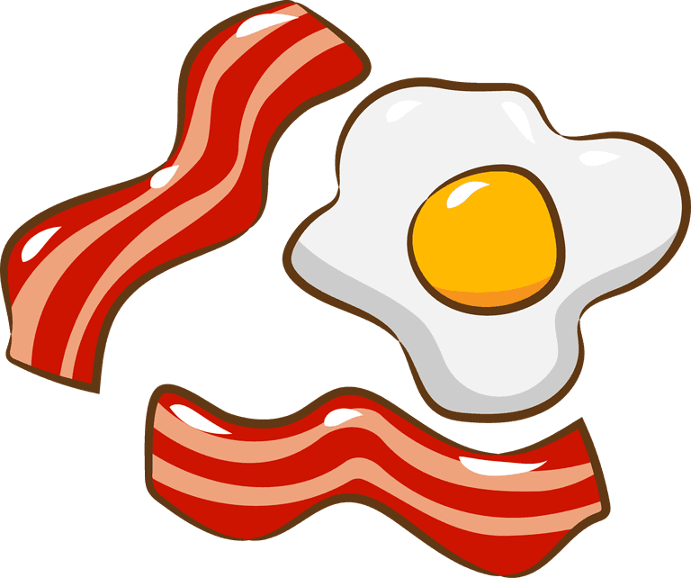 omelet and bacon cartoon colorful bacon and egg breakfast set isolated on white background
