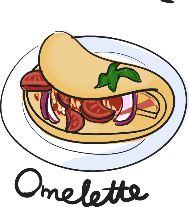 omelette drawing style food collection