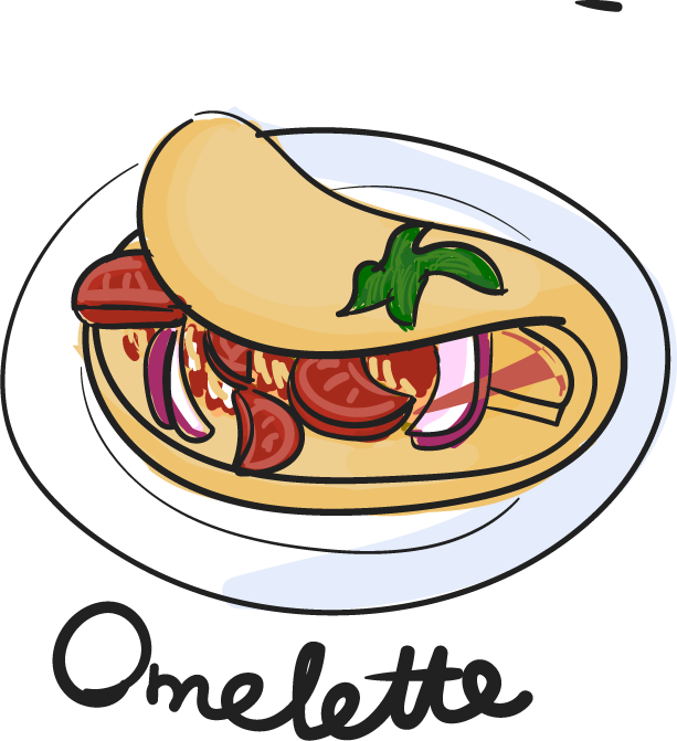 omelette drawing style food collection