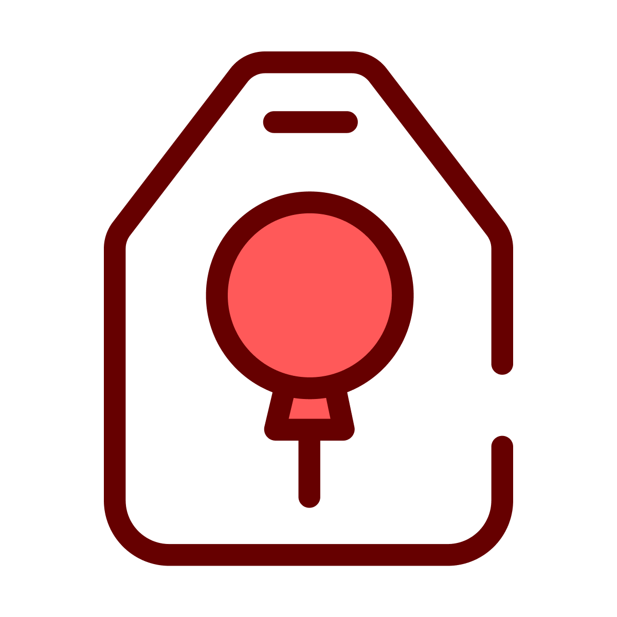 flat icon of a celebration balloon inside a tag or frame