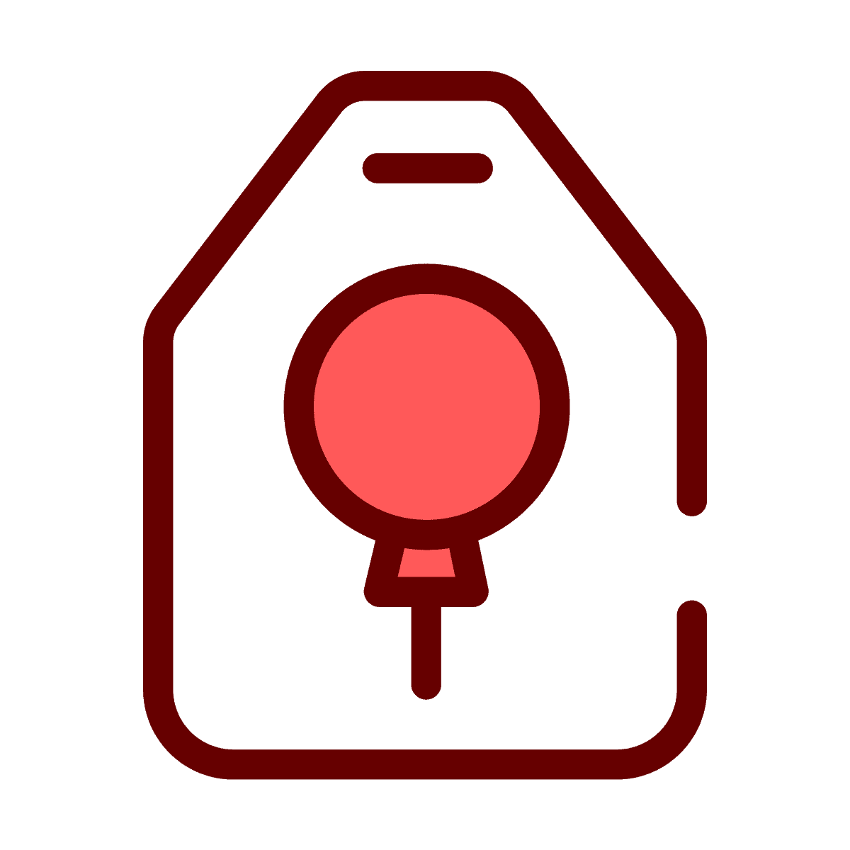 flat icon of a celebration balloon inside a tag or frame