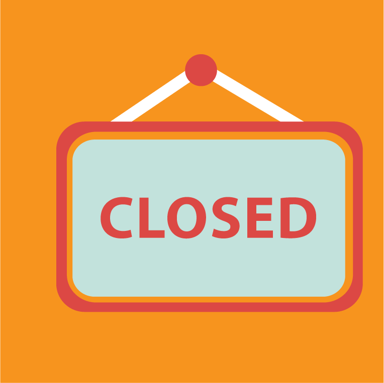 online shopping icons collection: trendy closed sign with vibrant colors for e-commerce platforms