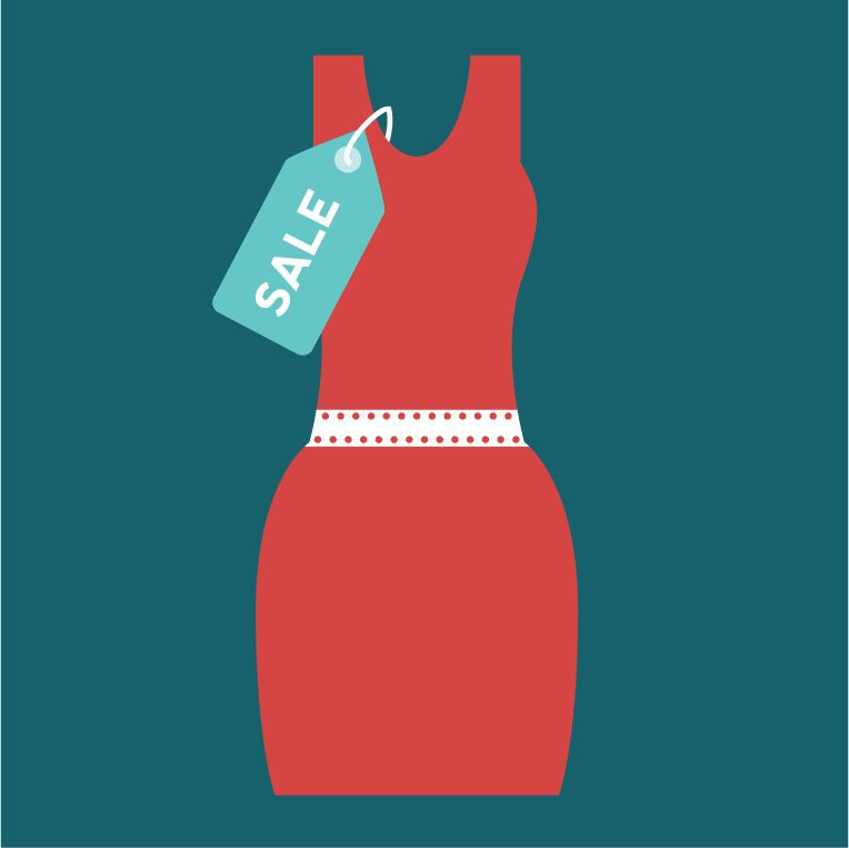 online shopping icons collection for fashion items featuring sale tags and vibrant colors